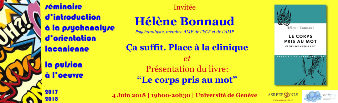 Hélène Bonnaud invitée · Séminaire d’ntroduction à la psychanalyse d’orientation lacanienne