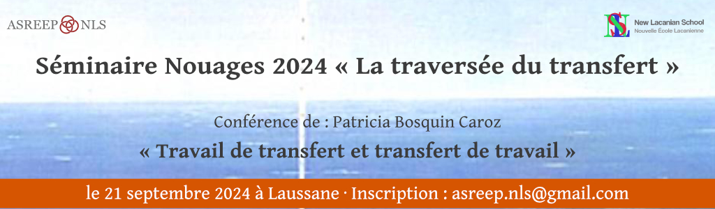 Séminaire
Nouage 2024<br>« La traversée du transfert »<br>Lausanne, 21 septembre 2024